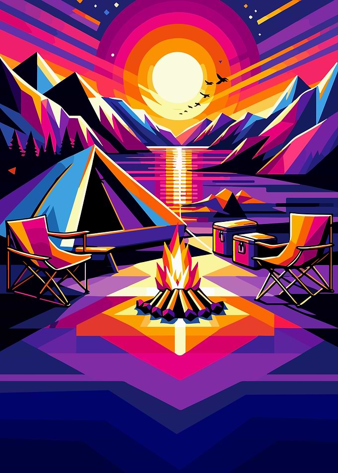 Camping sunset wpap popart