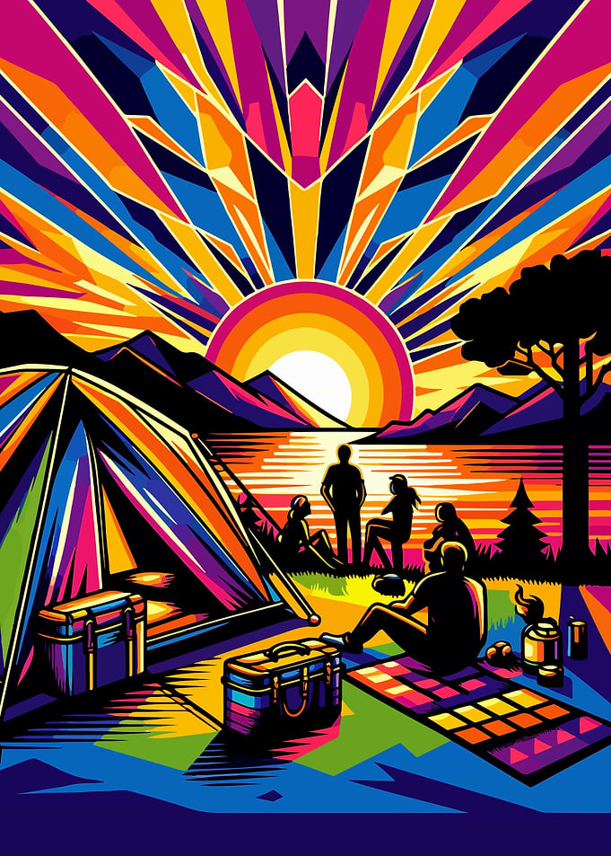 Camping sunset wpap popart