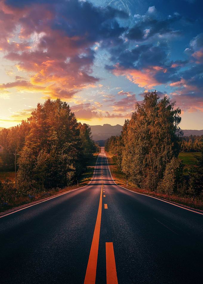 Road and Clouds