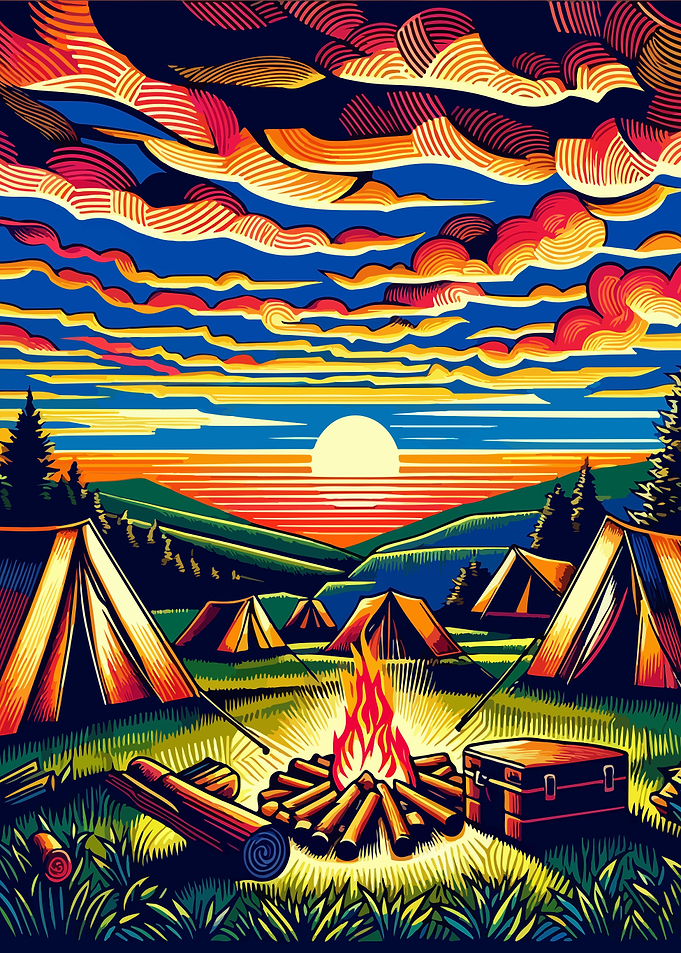 Camping sunset wpap popart