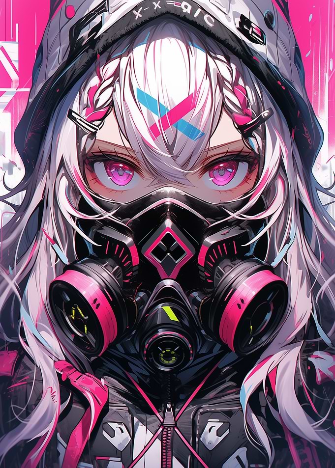 Cyberpunk Anime Girl Mask