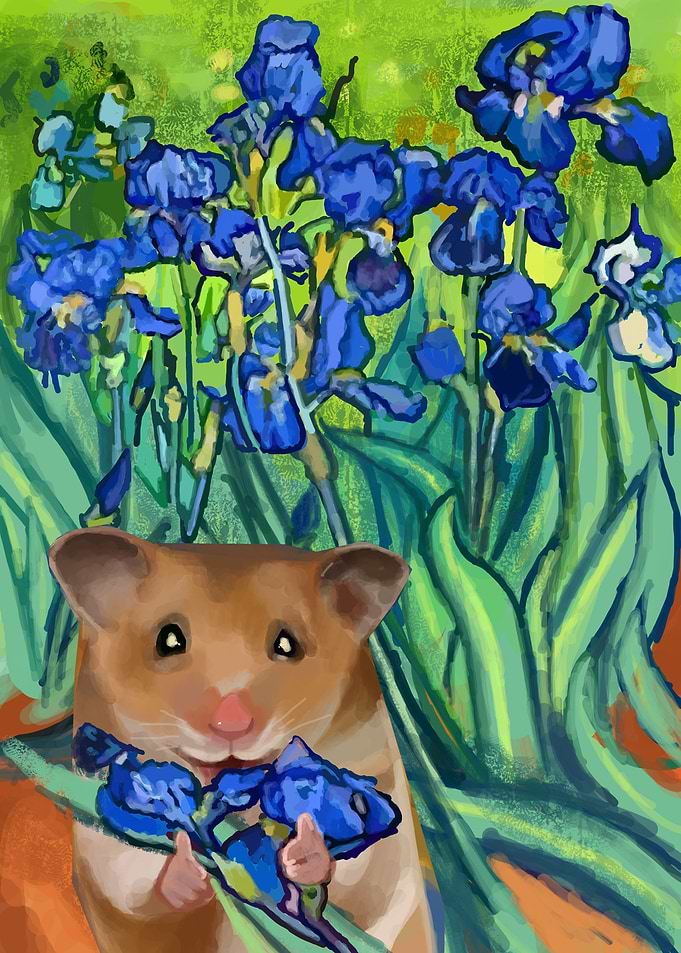 hamster love a flower