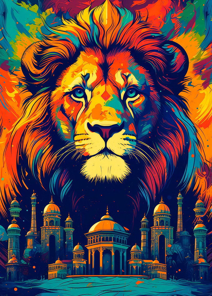 Lion and Building