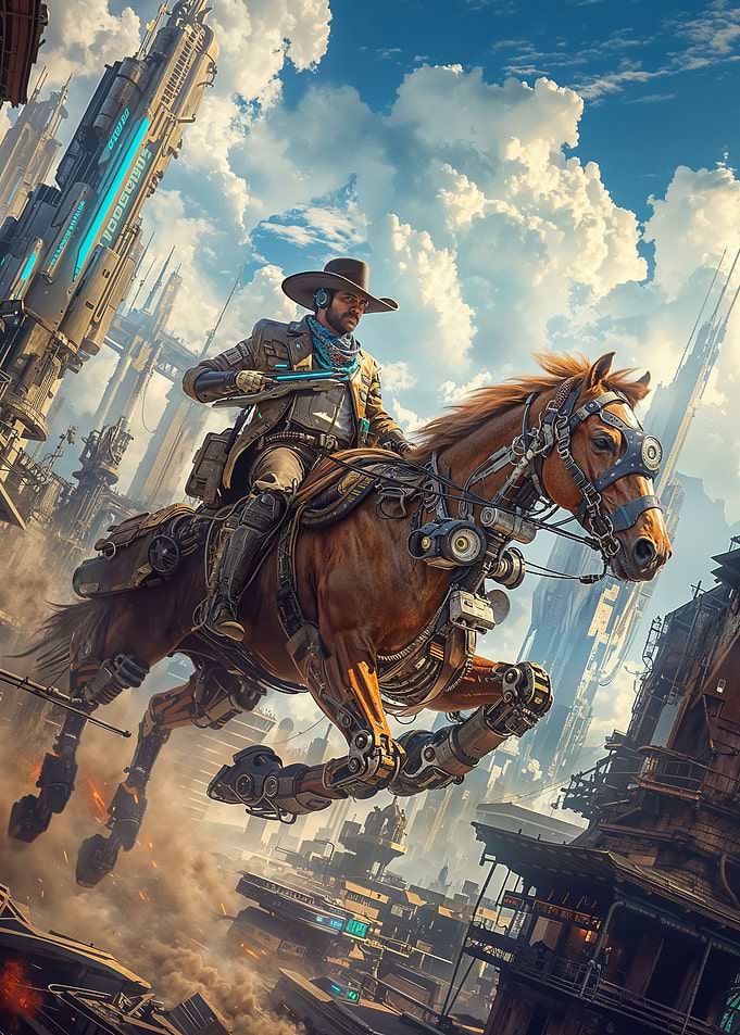 Cyberpunk Horse and Cowboy