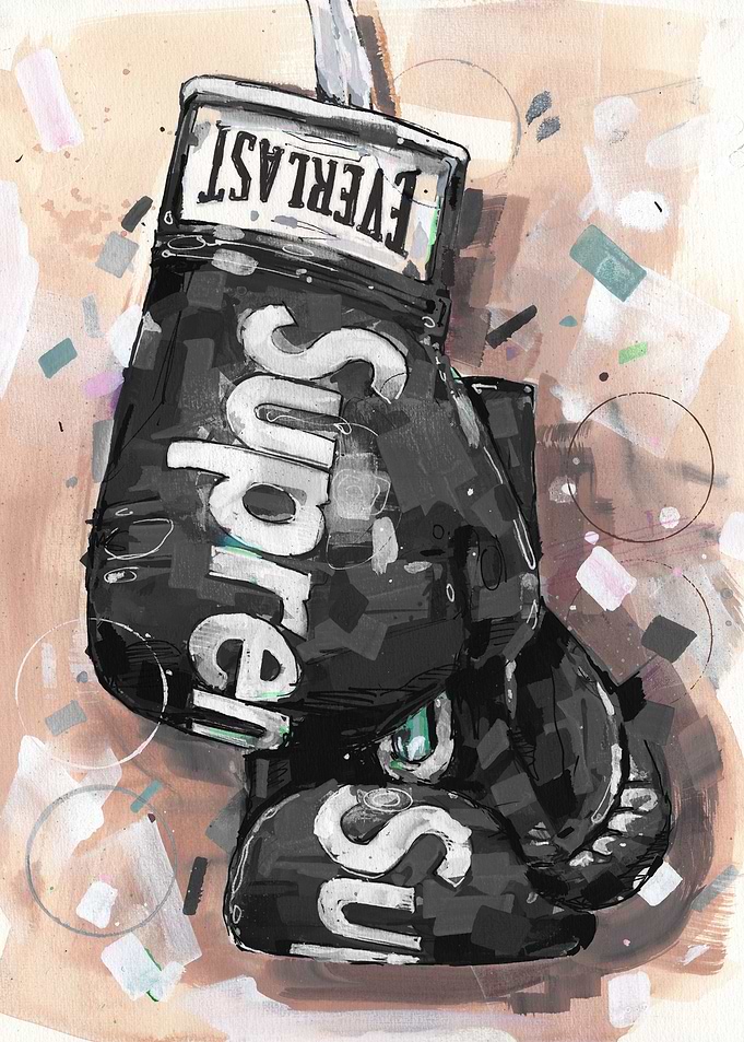 Boxing gloves painting