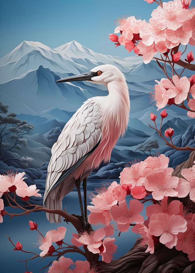Elegant Crane Fuji Harmony
