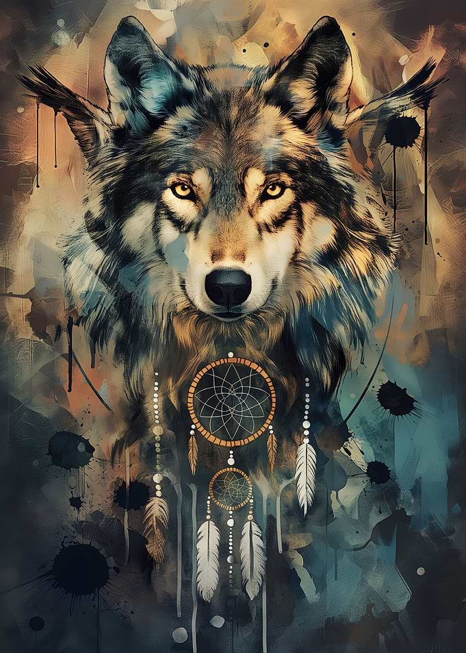 Boho Wolf Dream Catcher