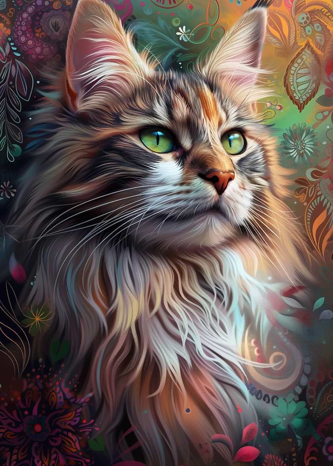 cat with flowers