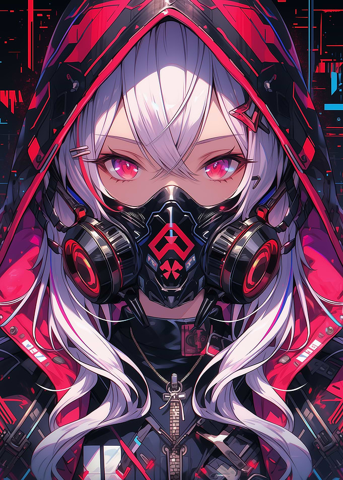 Cyberpunk Anime Girl Mask