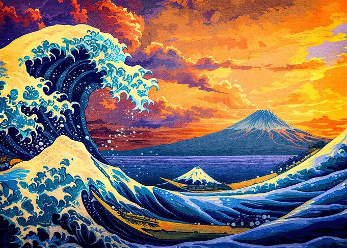 starry night wave japan
