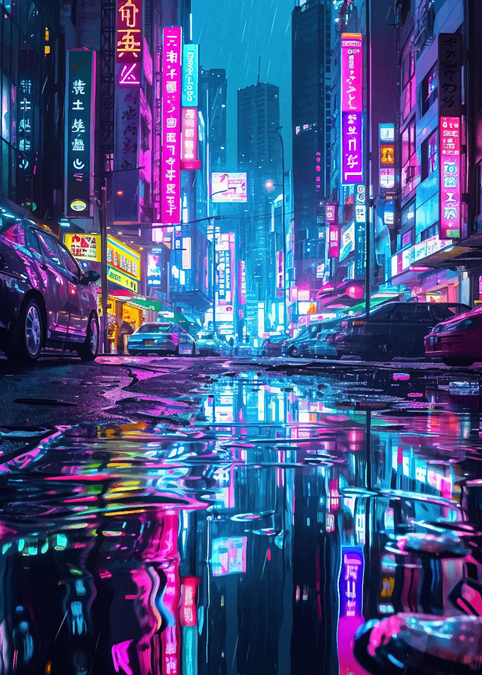 Cyberpunk City Neon Japan