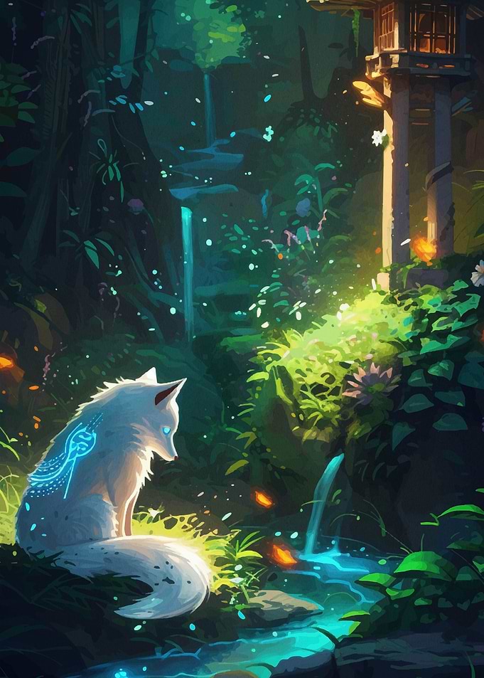 Fox Kitsune Colorful