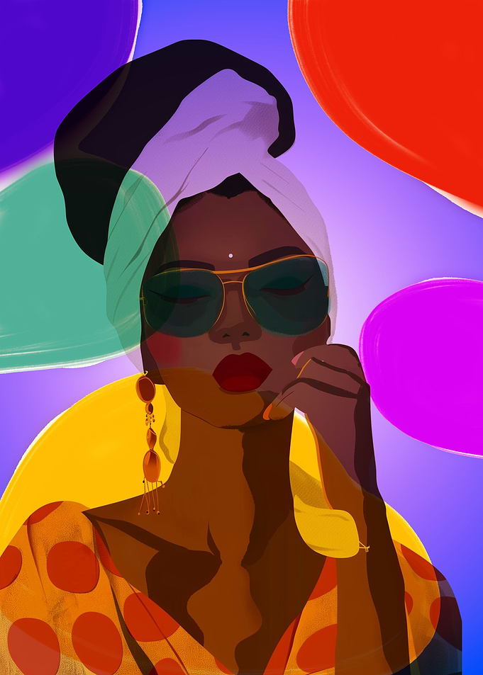 african woman colors art
