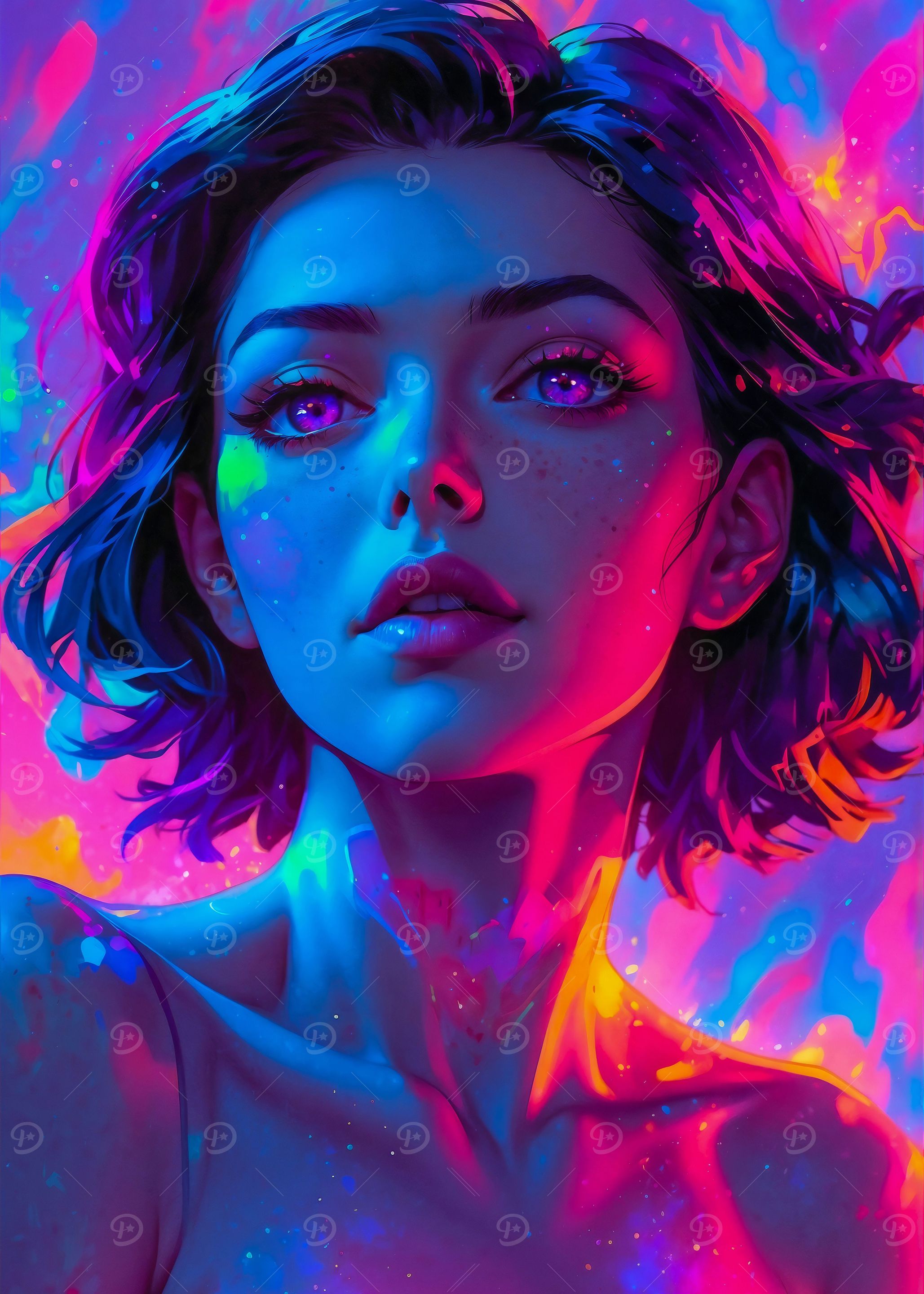 Neon Sexy Girl Portrait