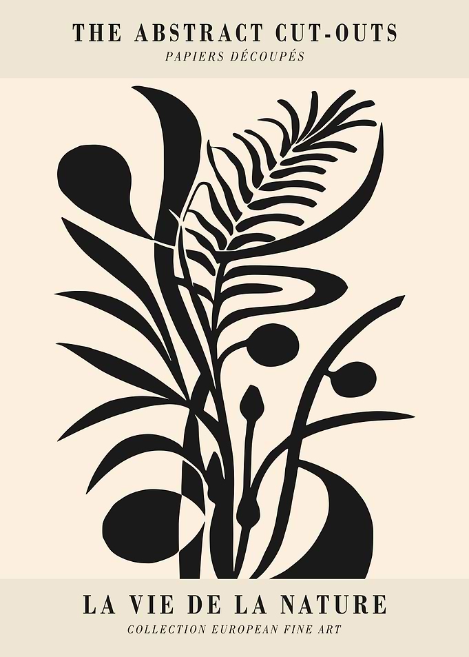 Black and Beige Floral Art