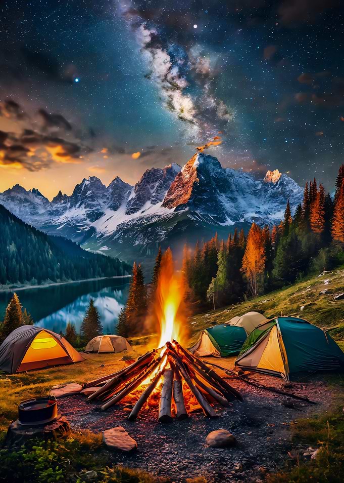 A cozy campfire scene