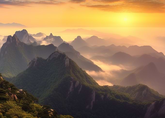 Sunset at Mountains Nature