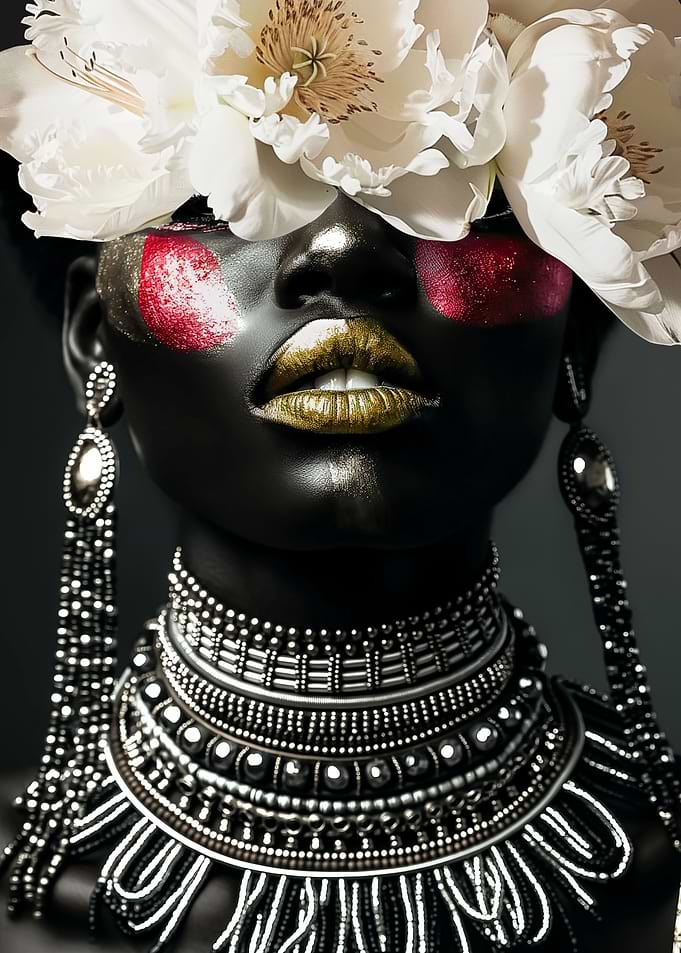 African with flower