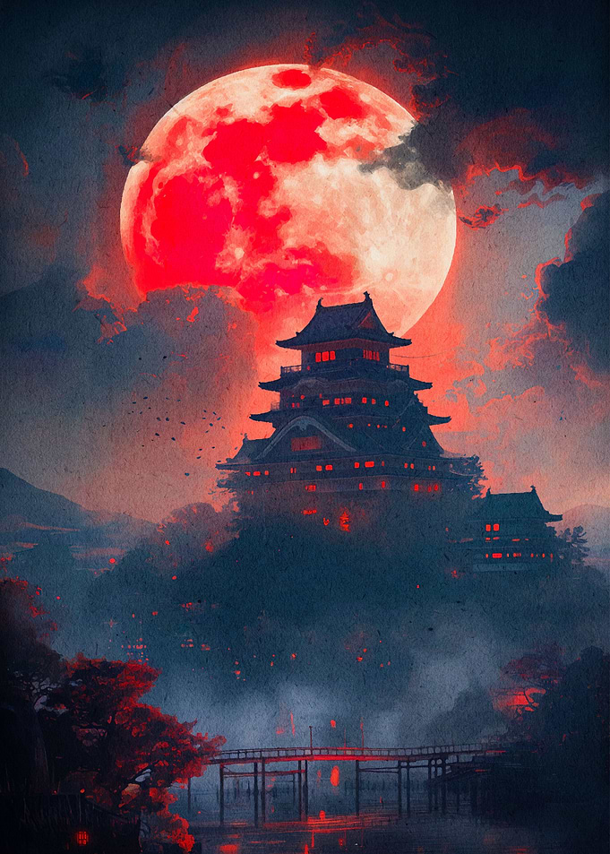 japanese moon red