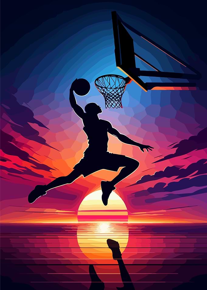 Basketball sunset pop art