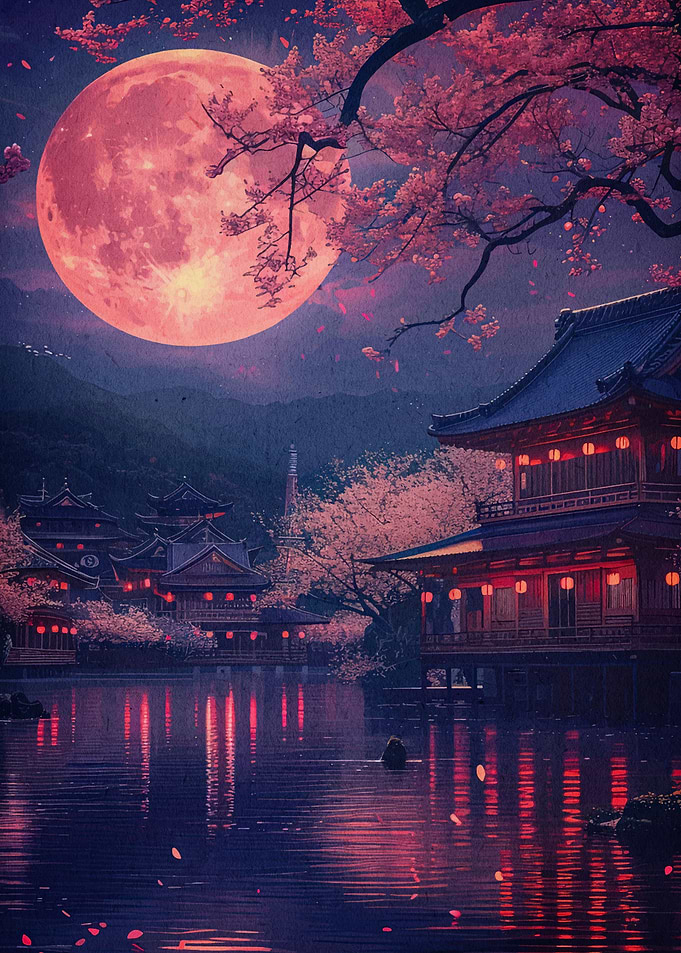 cherry blossom moon japan