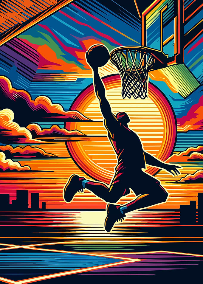 Basketball sunset pop art