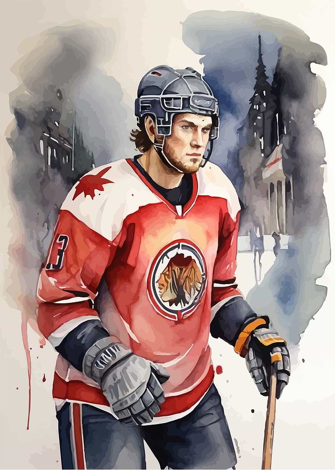 Hockey player watercolor