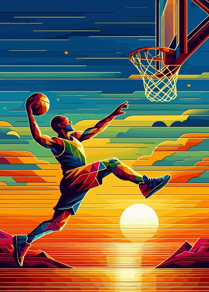 Basketball sunset pop art
