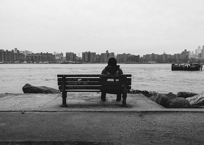man in front of new york