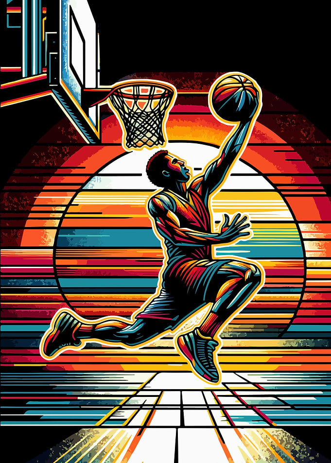 Basketball sunset pop art