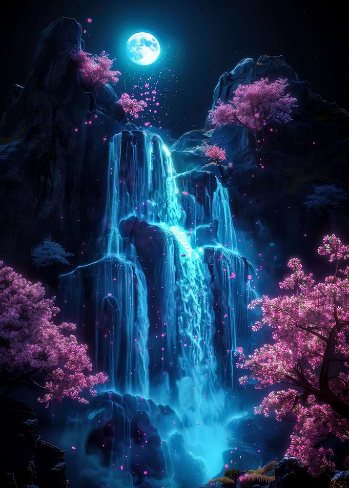 japan neon cherry blossom