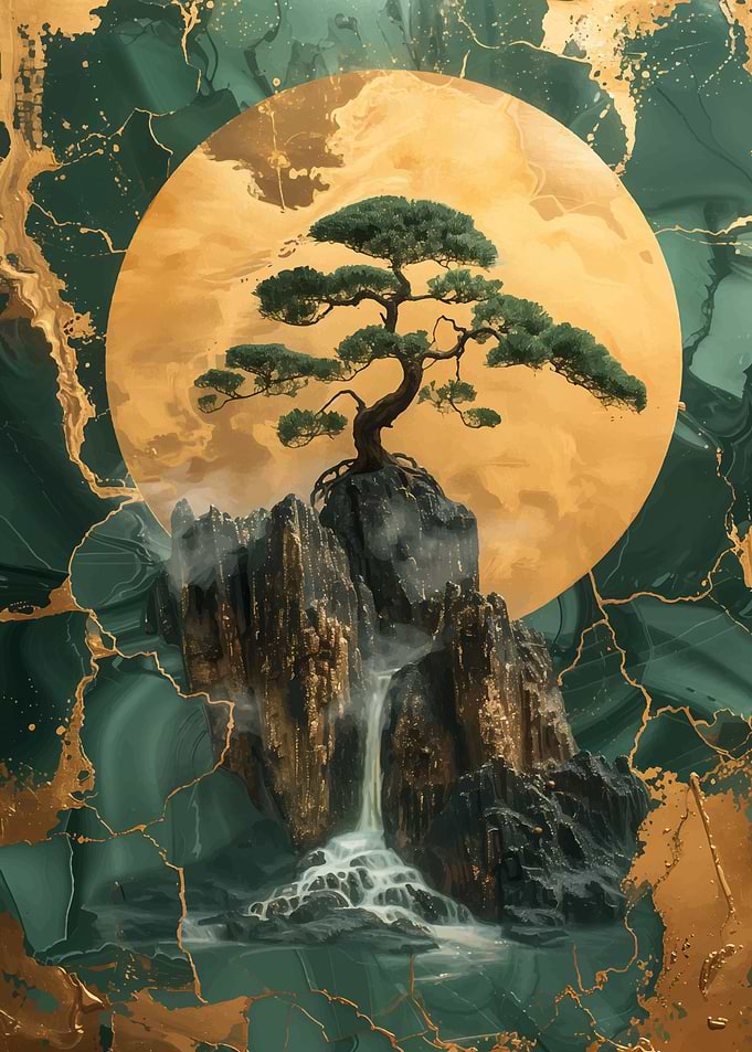Gold Moon Bonsai Tree Art