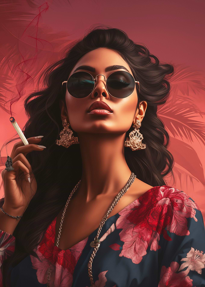 indian woman with smoking
