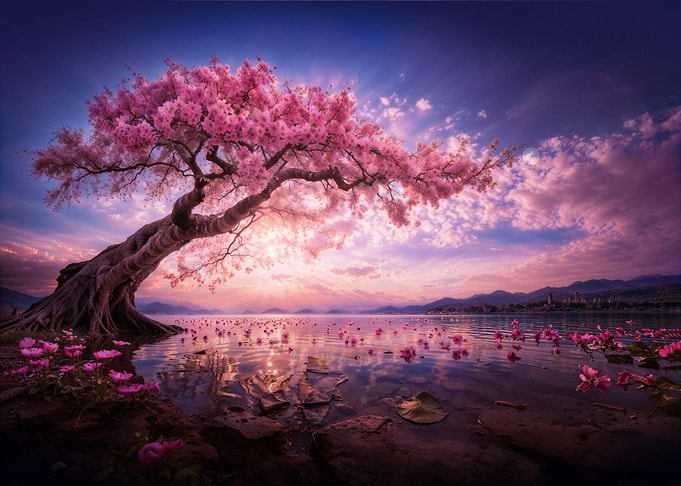 Cherry Blossoms Ablaze