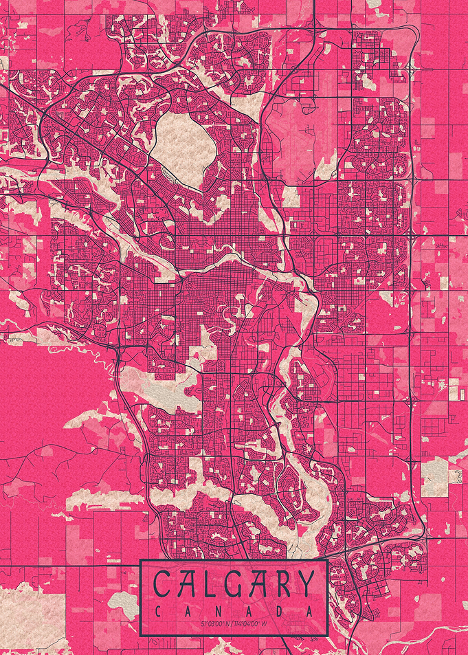 Calgary City Map Blossom