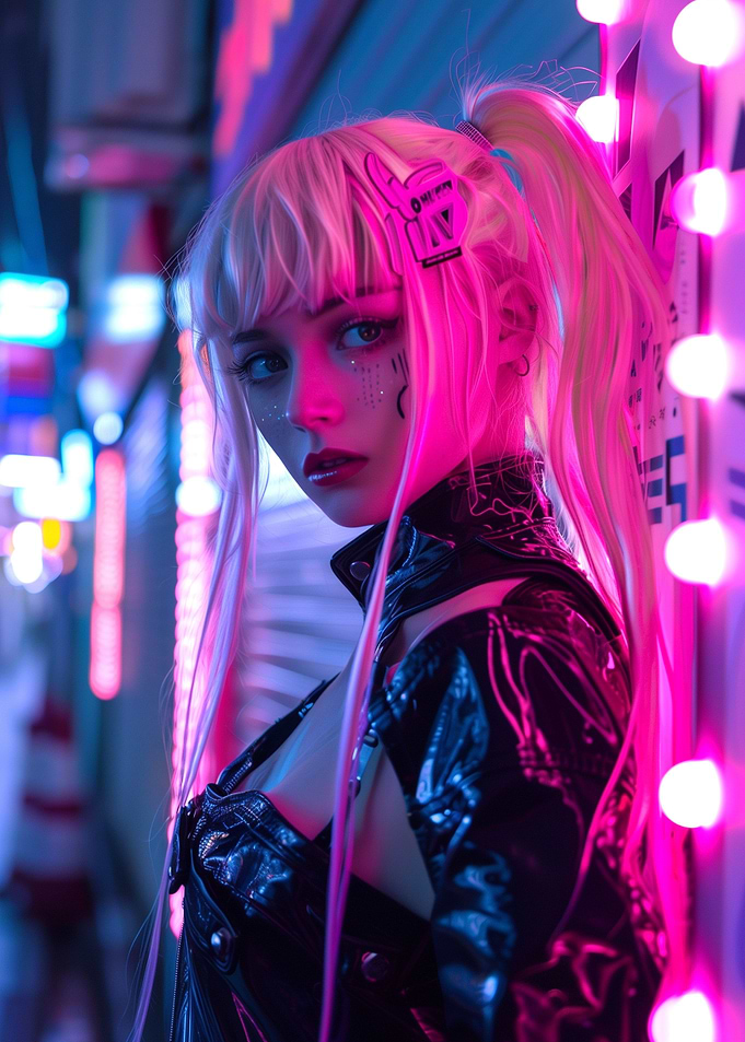 Neon Tokyo cyber Punk Girl