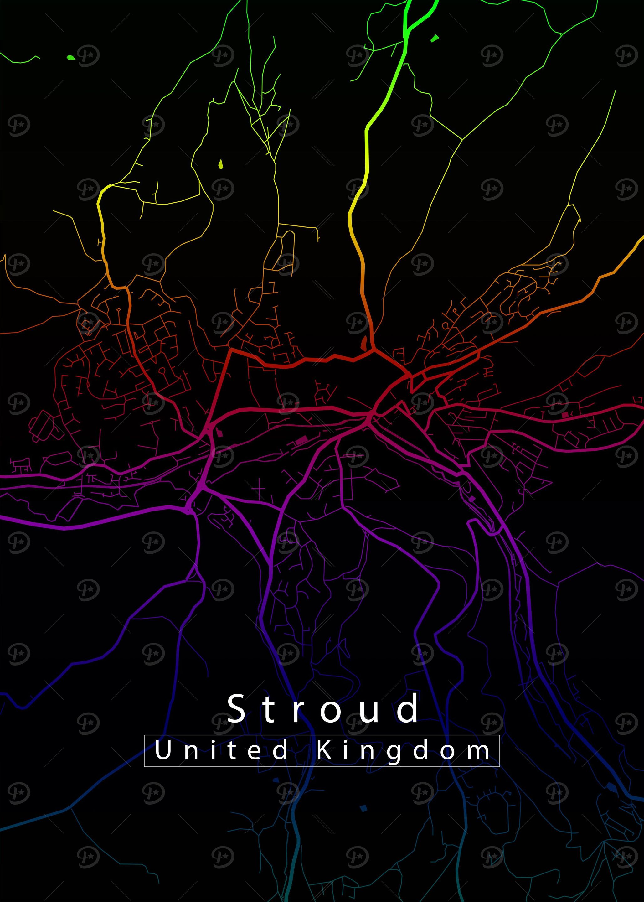 Stroud City Map rainbow