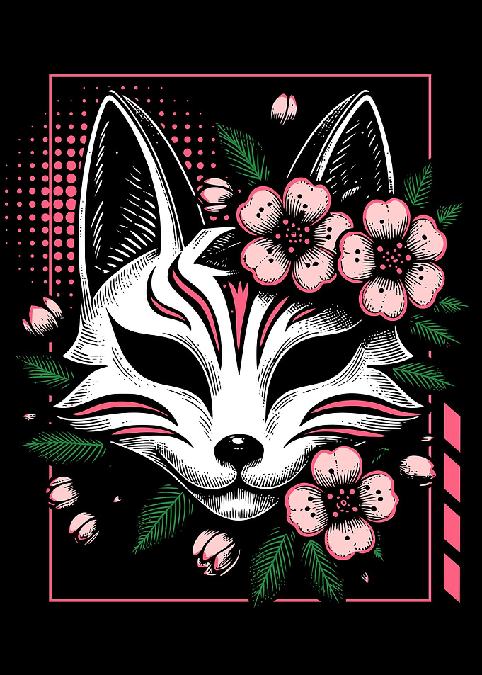 kitsune sakura pop art