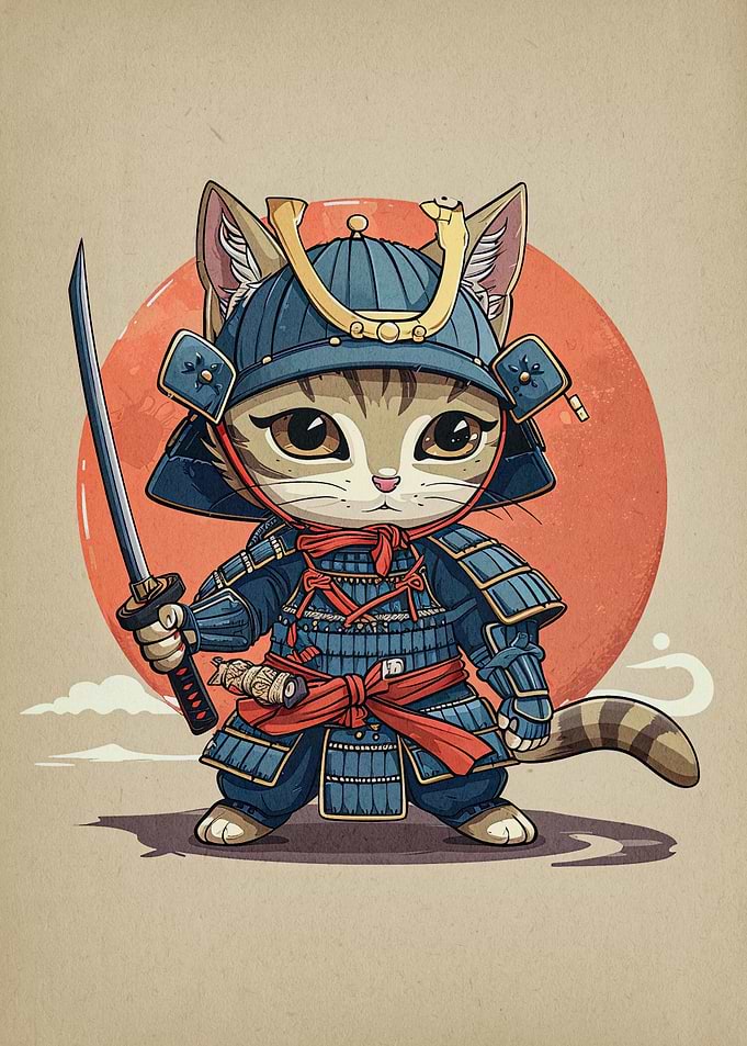 cat samurai japanese