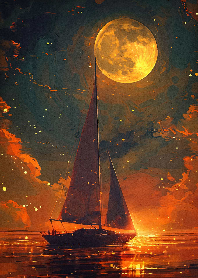 sailboat sunset painting
