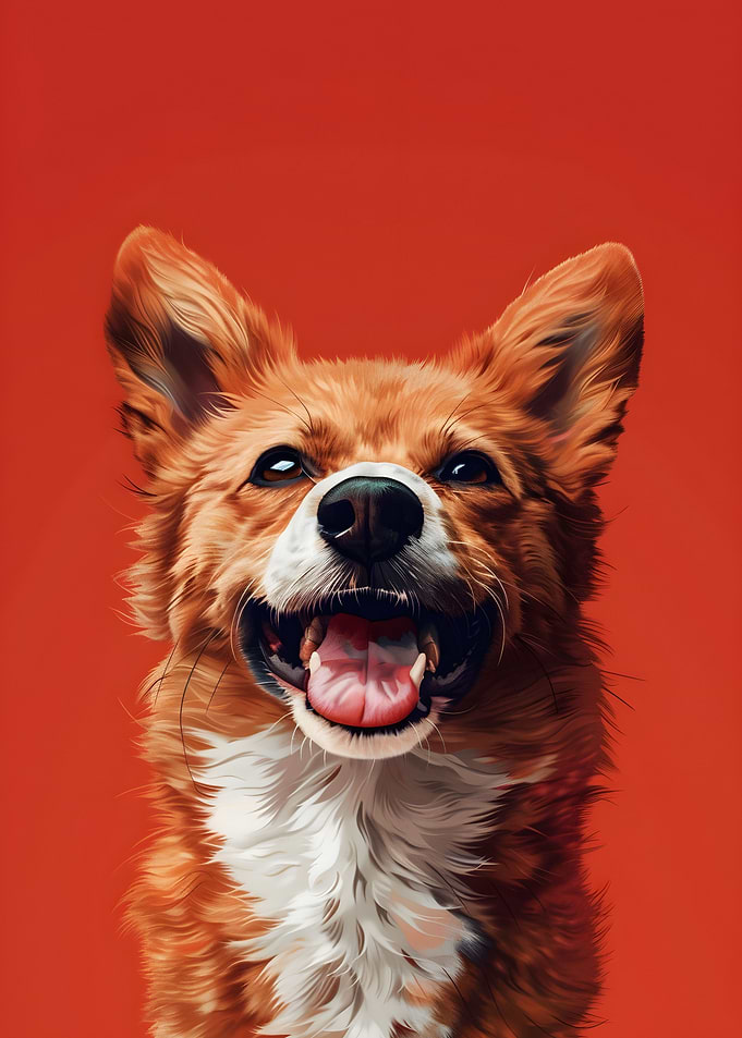 Happy Dog Red Pop Art