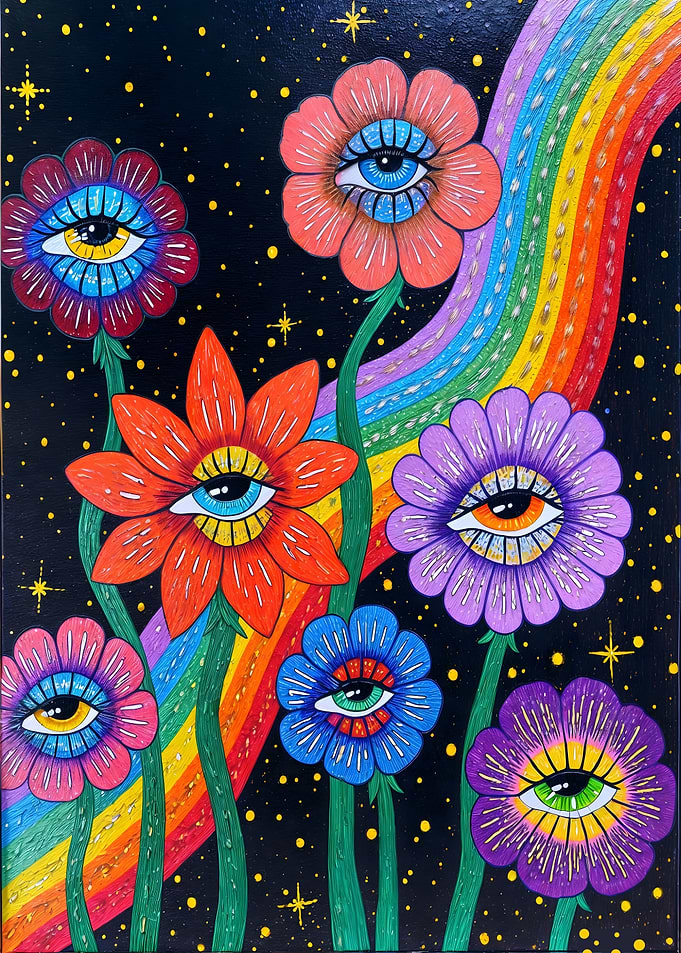 psychedelic flowers art