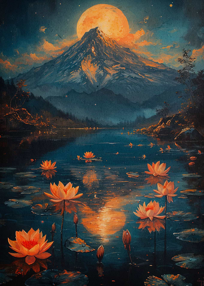 lotus moon landscape