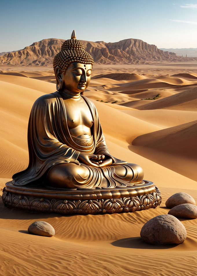 Lord Buddha In Desert
