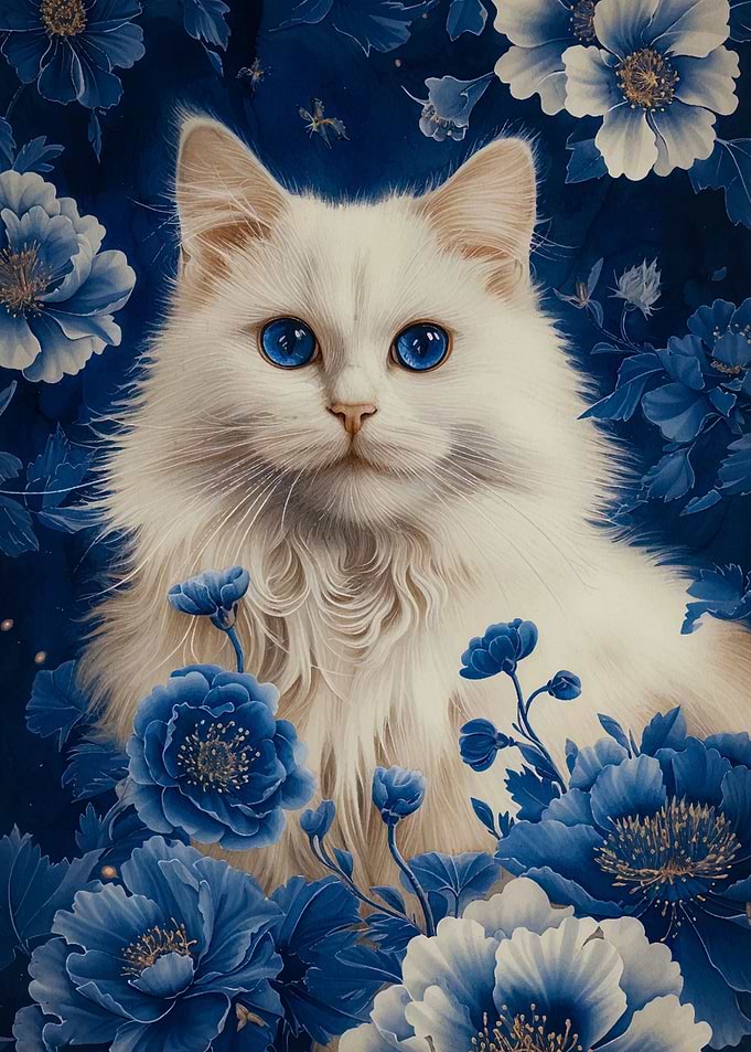 cat and flower