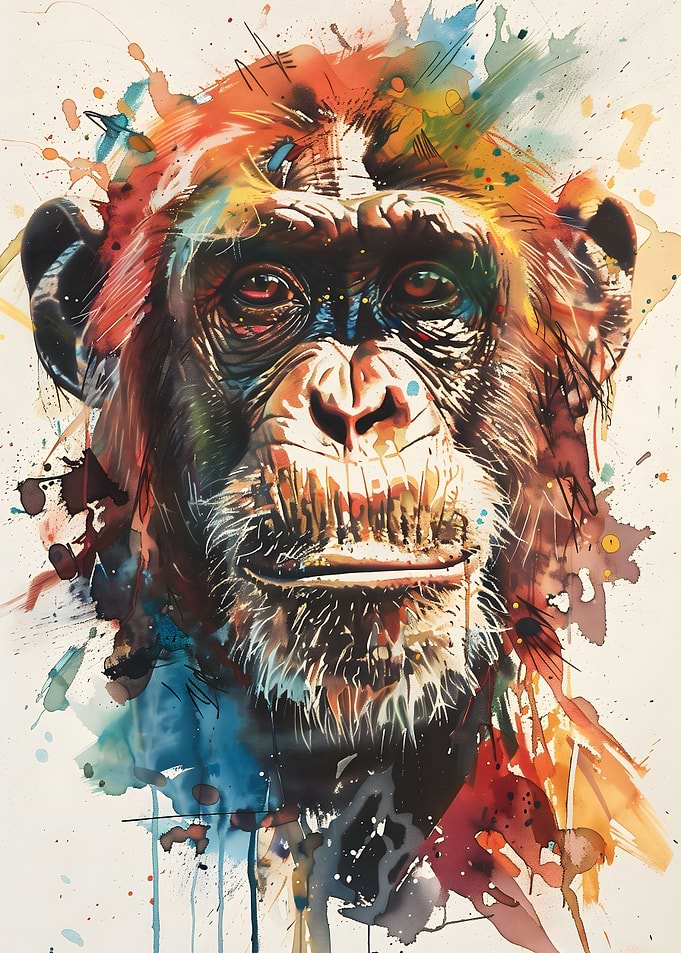 Splash Watercolor Monkey