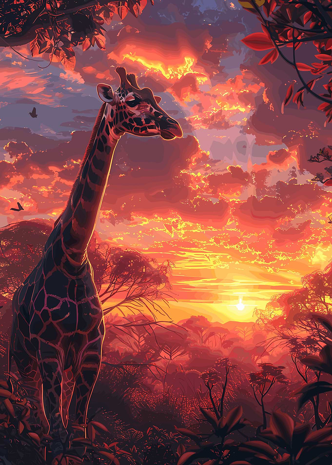 Giraffe Savanna Sunset