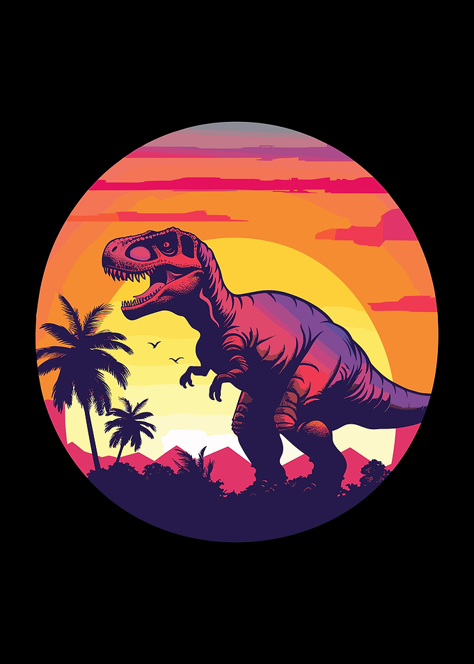 Retro Dinosaur Sunset