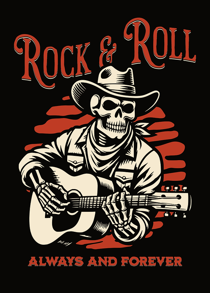 rock roll guitar skeleton