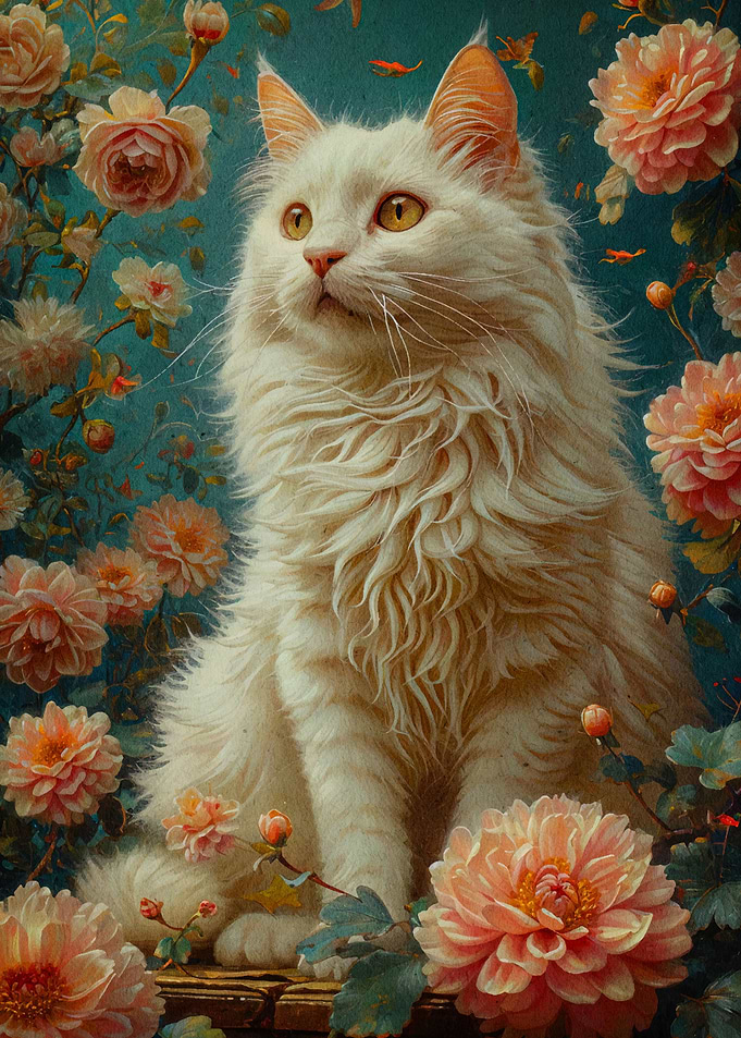 cat and flower